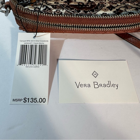 Vera Bradley Carryall RFID All in One Crossbody Purse Leather Classic Mocha NWT - Picture 7 of 11